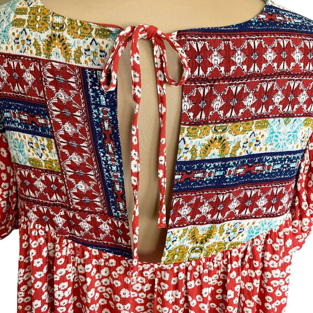 Easel Multiprint Boho Top Relaxed Fit Medium Peas… - image 4